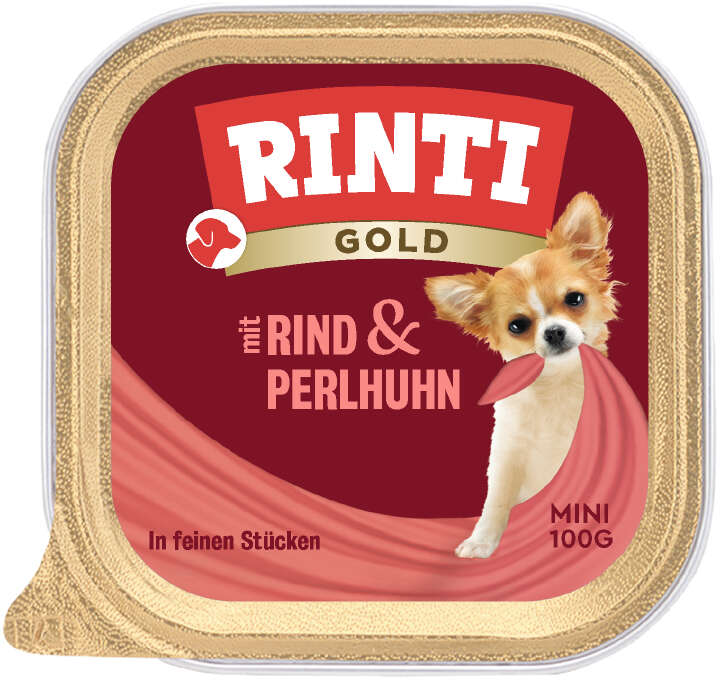 RINTI Hunde-Nassfutter Gold Mini Rind+Perlhuhn